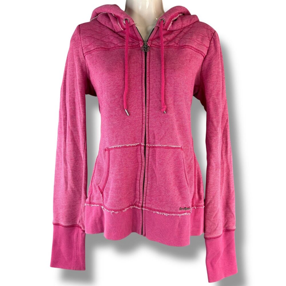 Y2K 90's Pink Zip Up Hoodie Sweater M Long Sleeve Street Wear Retro Lorna Jane